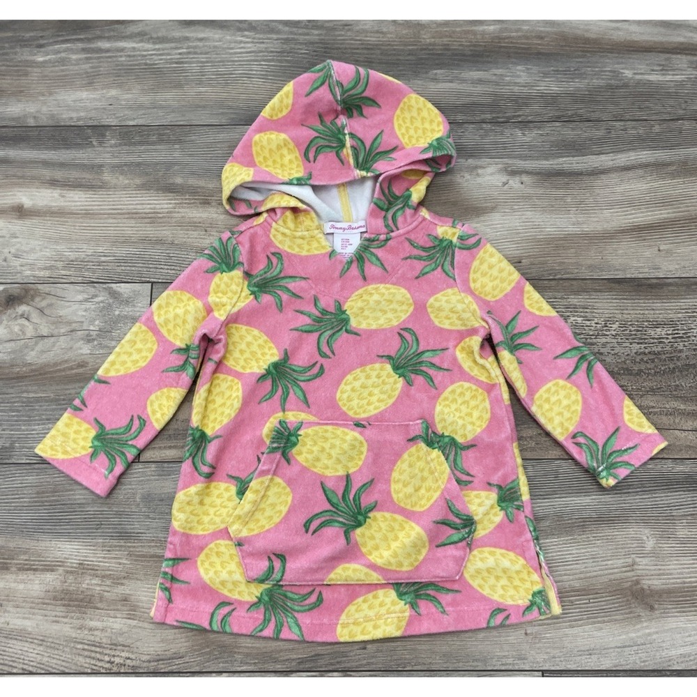 Tommy Bahama Kids Hooded Terry Cloth Cover Up Pink Pineapple 18M